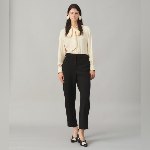 Tory Burch Tops - NWT $478 Tory Burch Satin Jacquard Bow Silk Blouse Top